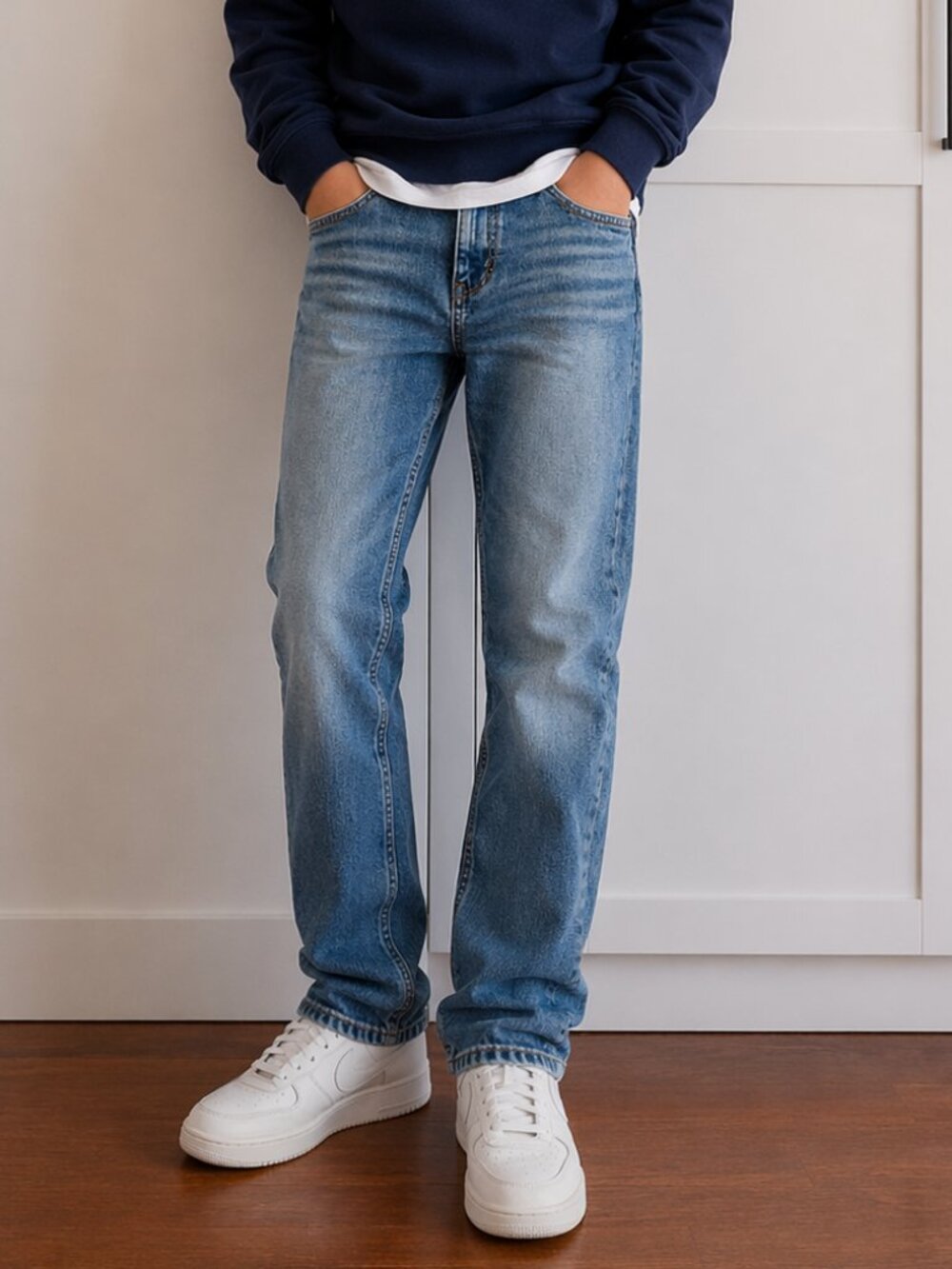 Cat & Jack Boys Straight Stretch Jeans Medium Wash Adjustable Waist | 12